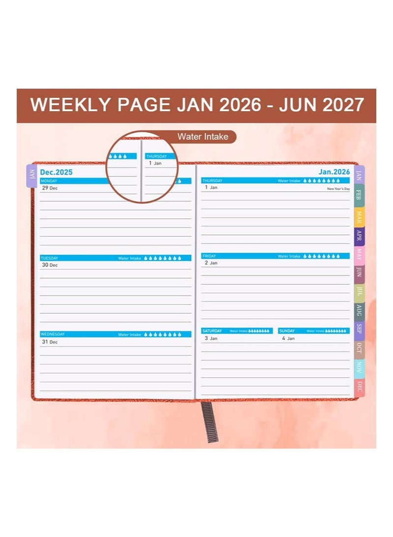 Aikanbo Planner 2025-2026，Month Weekly Planner Run January 2025 to June 2026，2025-2026 Planner with Pen Loop，Elastic Bond and Back Pocket，18 Months Planner，Monthly Planners 2025-2026(Brown + Black) - Image 3