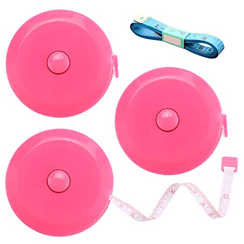 BUSHIBU Tape Measure Retractable Fabric Measuring Tape 60 Inch Small Sewing Tailor Soft Ruler for Craft Nursing Clothing Medical Travel3 PackPink - Image 1