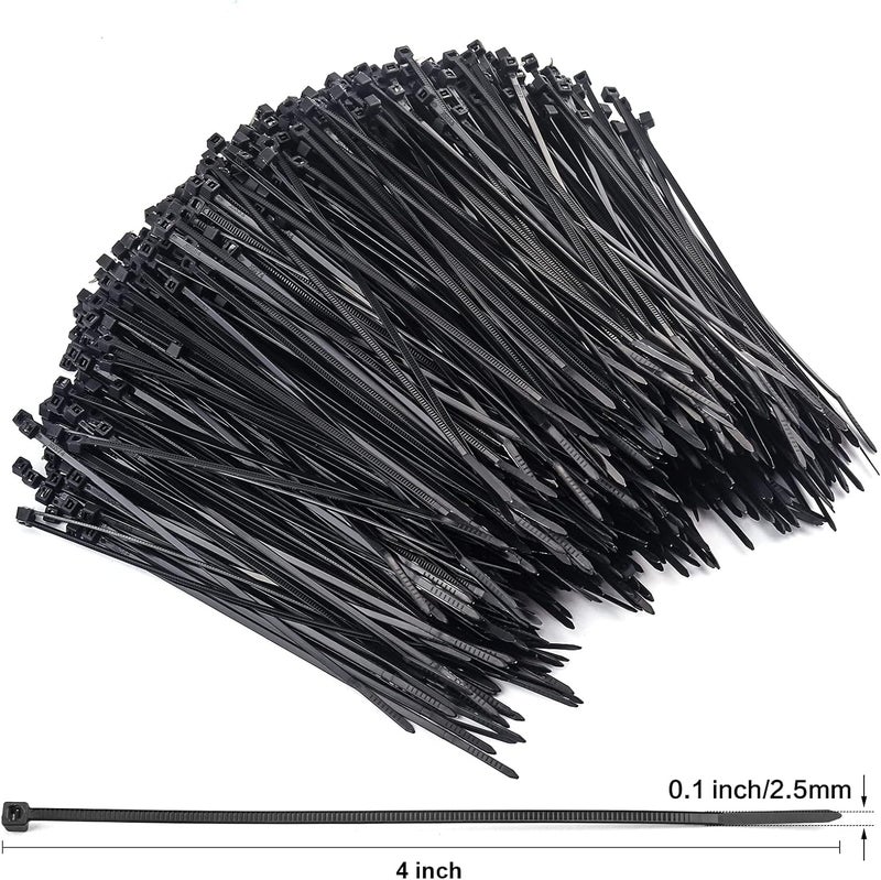 Rienar 4” Zip Ties, (Bulk-1000 Pack) 4 Inch Self-Locking Nylon Cable Ties, Premium Small Thin 18 Lbs Durable Plastic Wire Ties Wraps for Indoor and Outdoor, Electronics Organizer UV Rated (Black) - Image 2