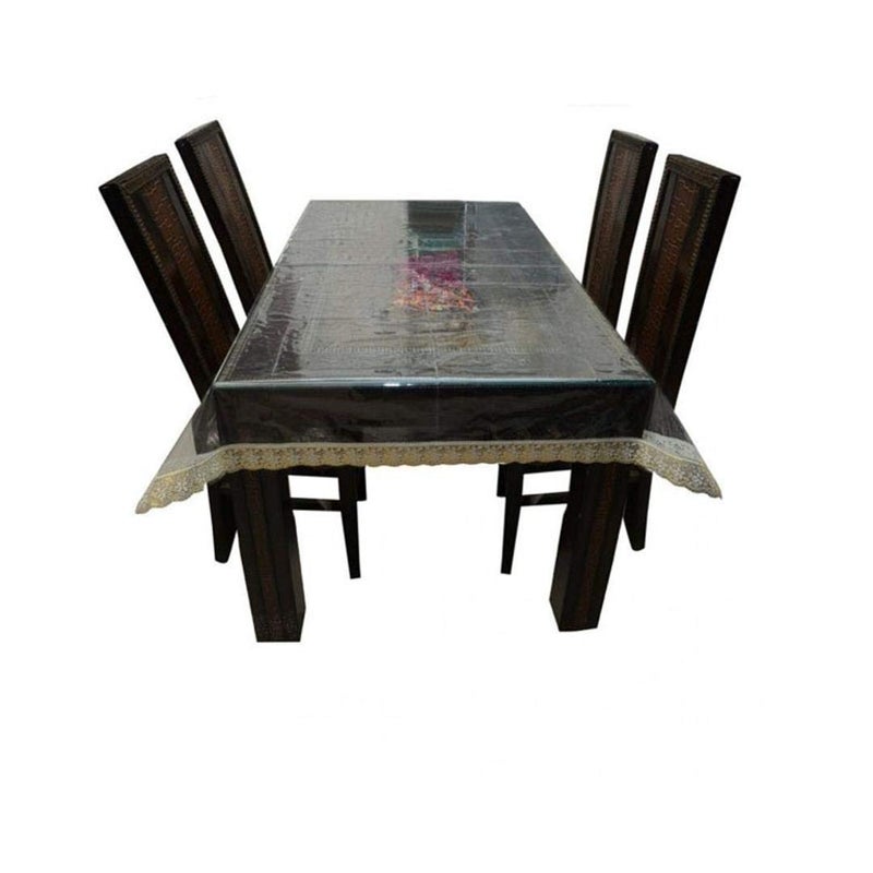 ans 10 Seater Dinning Table Cover Large Size 60x108 inch Golden Lace Clear Sheet Rectangle Easy to Clean Dinning Table Cover for Large Size - Image 3