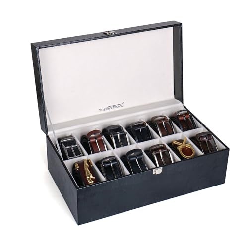 La Trove 12 Slot Belt Organizer Box for Men | Belt Storage & Display Case | Belt Holder Organizer for Wardrobe Closet | Gift Box for Leather Belts | Black - Image 2