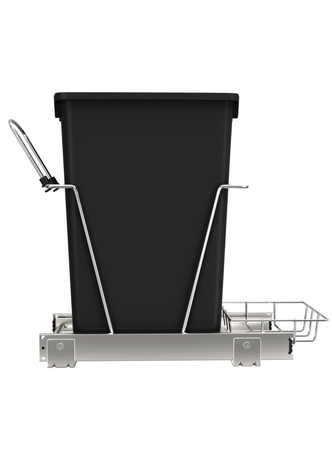 RevAShelf Pullout Trash Can for Kitchen Cabinets 35 Qt Garbage Waste Recycling Bin with Full Extension Slides Black RV12KD18C S
