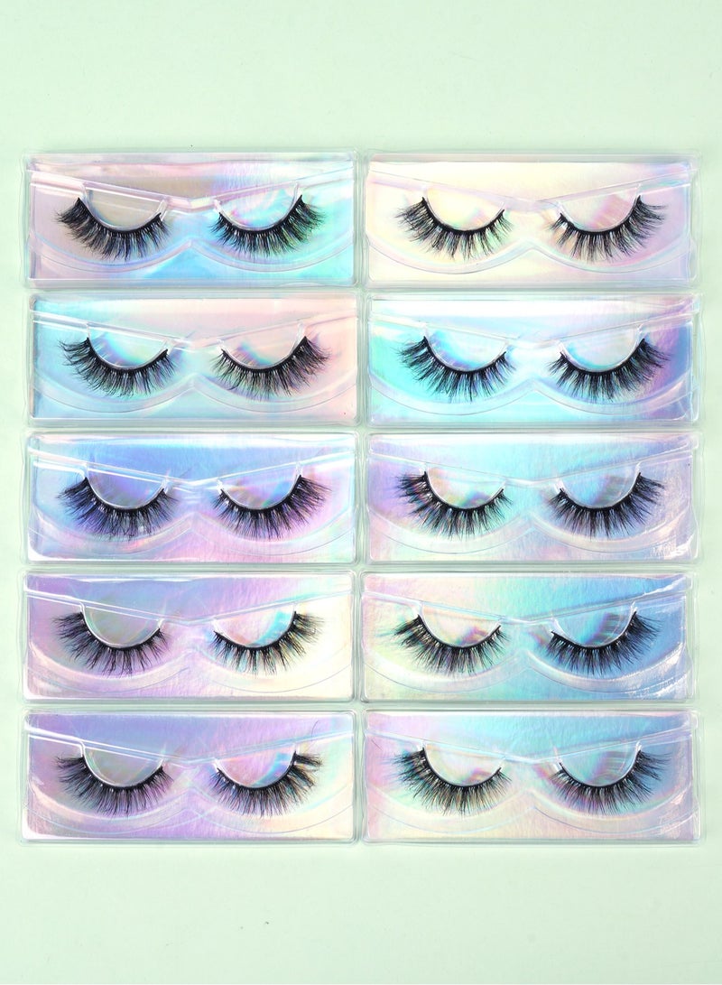 MAGEFY رموش نصفية مع شريط شفاف رموش زوايا مظهر طبيعي رموش صناعية 3D رموش ناعمة عيون قطة رموش مميزة مجموعة (10 أزواج) - Image 1