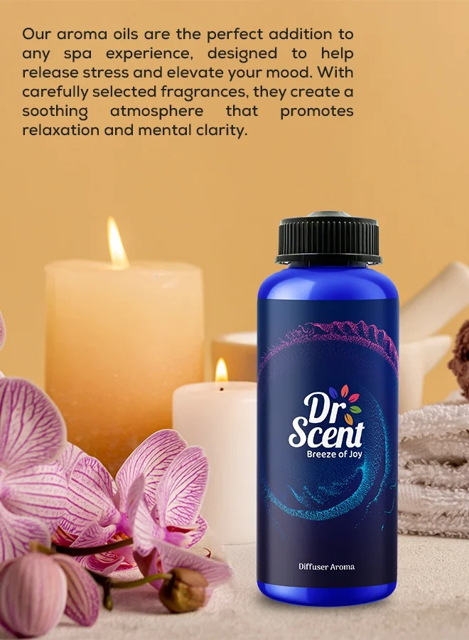 Dr Scent Dr Scent Breeze of Joy Diffuser Aroma Oudy, With Intense Notes Rich Agarwood, Sweet Hearty Notes Praline, Finishing with Strong Woody Hints Clove (500ml)
