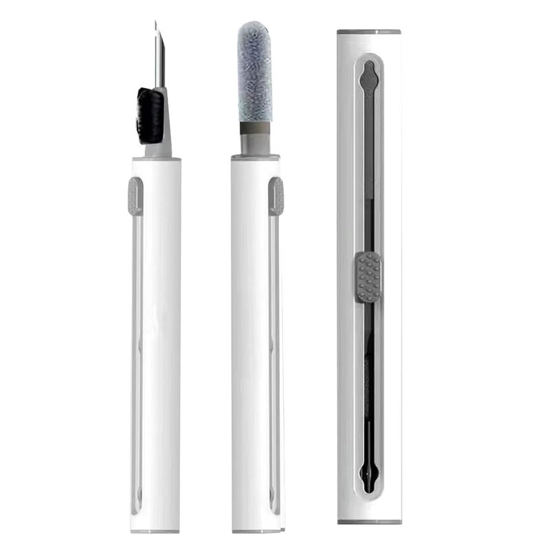 Brain Freezer Earphone Earpod Cleaning Pen, Earbuds, Headphones, Wireless Earphones, 3-in-1 Multifunctional Cleaning Kit, Metal Pen, Sponge & Brush, Cleans Keyboards Laptops Mobiles, (White) - Image 1