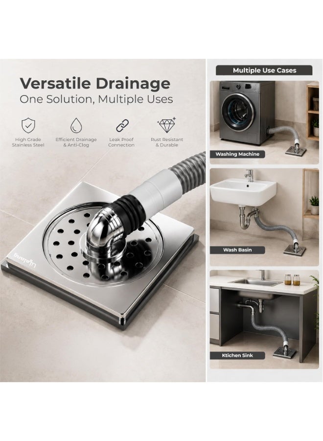 Lifelong 5 Inch Outlet Pipe Connector for Washing Machine | Bathroom Floor Drain Cover | Sink Strainer & Drain Filter | Anti-Overflow & Backflow Preventer | Sink Drainer & Drainage Cover (LLHIEG01) - Image 3