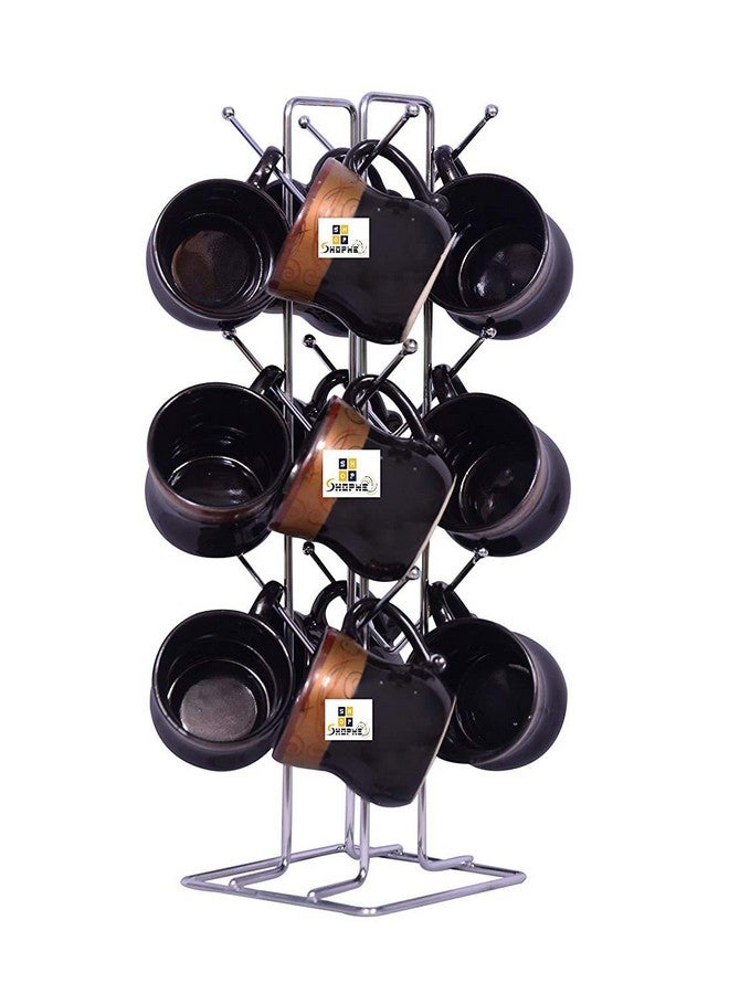 CR18 COLLECTION Big Size Stainless Steel Cup Tabletop Kitchen Shelves Rack Stand, Coffee And Tea Mug Holder (Silver, 12 Cups Stand) - Image 1
