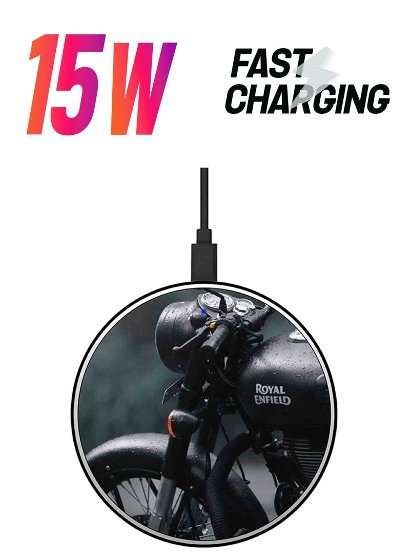 ثيودور شاحن لاسلكي سريع بطبعة دراجة نارية مع كابل USB متعدد الألوان - Image 1