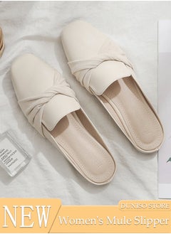 Women's Flat Mules Closed Toe Sandals Fashion Flats Square Toe Slip Comfortable Women Slippers Backless Slip On Loafer Shoes for Indoor & Outdoor