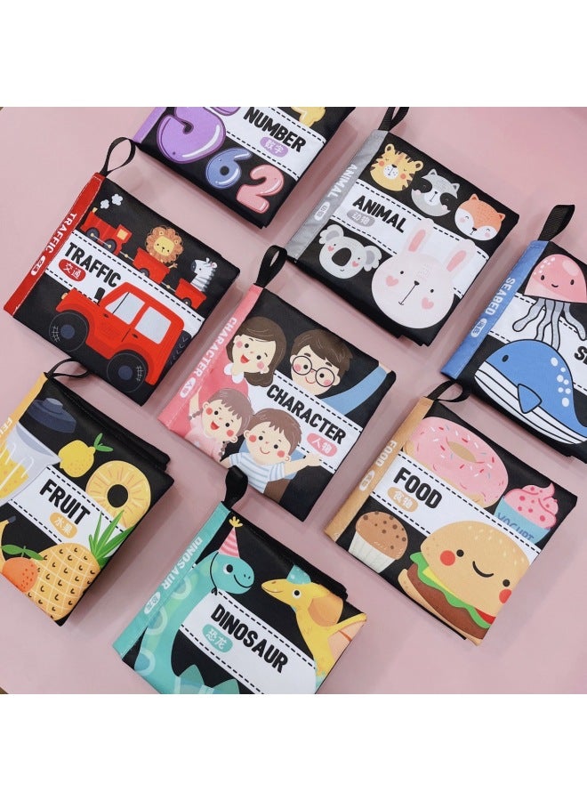 Black And White Baby Cloth Book Bite Toy Cognitive Cloth Book Infant Early Education Tear Not To Rattle Paper Toy Book-Color:Traffic In Chinese And English]  - Image 2