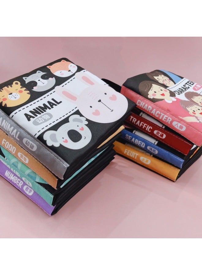 Black And White Baby Cloth Book Bite Toy Cognitive Cloth Book Infant Early Education Tear Not To Rattle Paper Toy Book-Color:Traffic In Chinese And English]  - Image 5