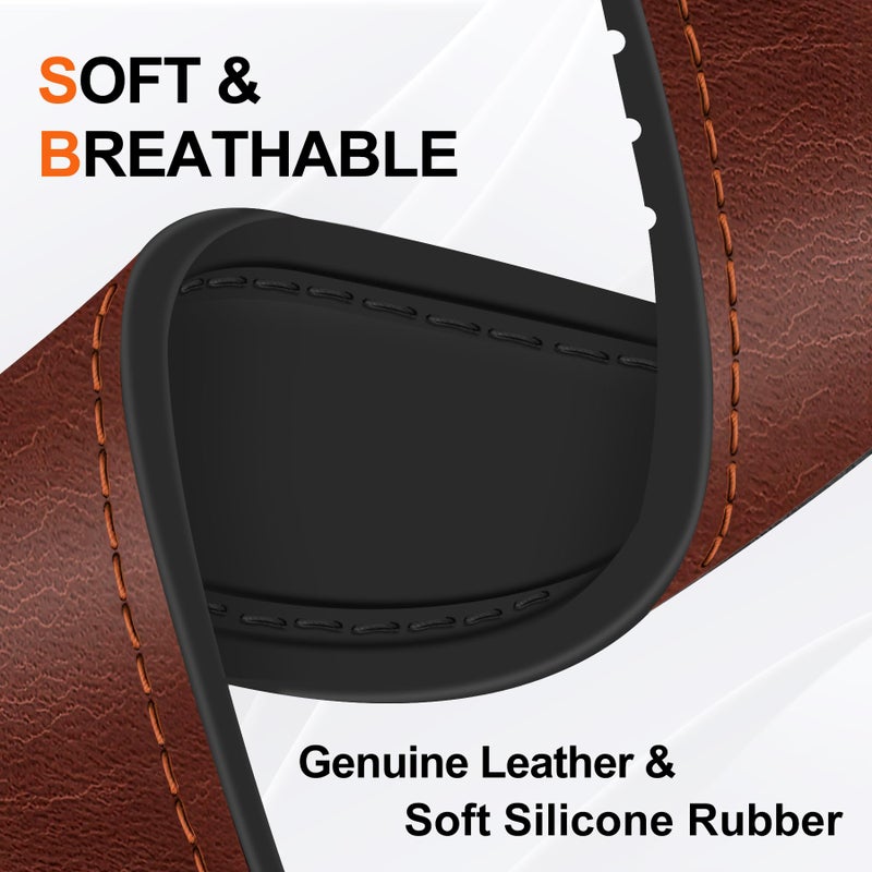 WestEagle Leather Watch 8 Band Compatible with Samsung Galaxy Watch 8 40mm 44mm/ 8 Classic 46mm, Magnetic Buckle Silicone Bottom Design Adjustable Wristbands Accessories for Men and Women, Dark Brown - Image 4