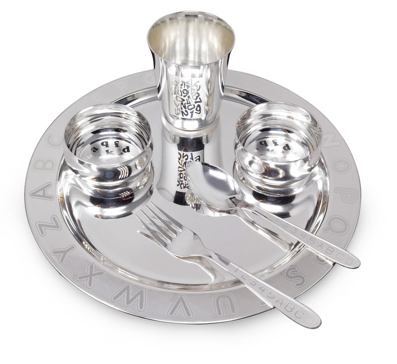 BENGALEN Silver Plated Dinner Set with Red Velvet Gift Box for Baby Rice Ceremony Annaprashan Sanskar Gifts for Boys Girls Birthday Return Festive Home Decorative Items - Image 4