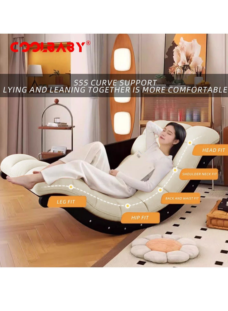 Cool Baby CoolBaby Outdoor Rocking Chair, Moon Shaped Rocking Chair, Indoor Sofa Chair for Bedroom, Living Room, Porch, Garden, Lawn - Beige - Image 3