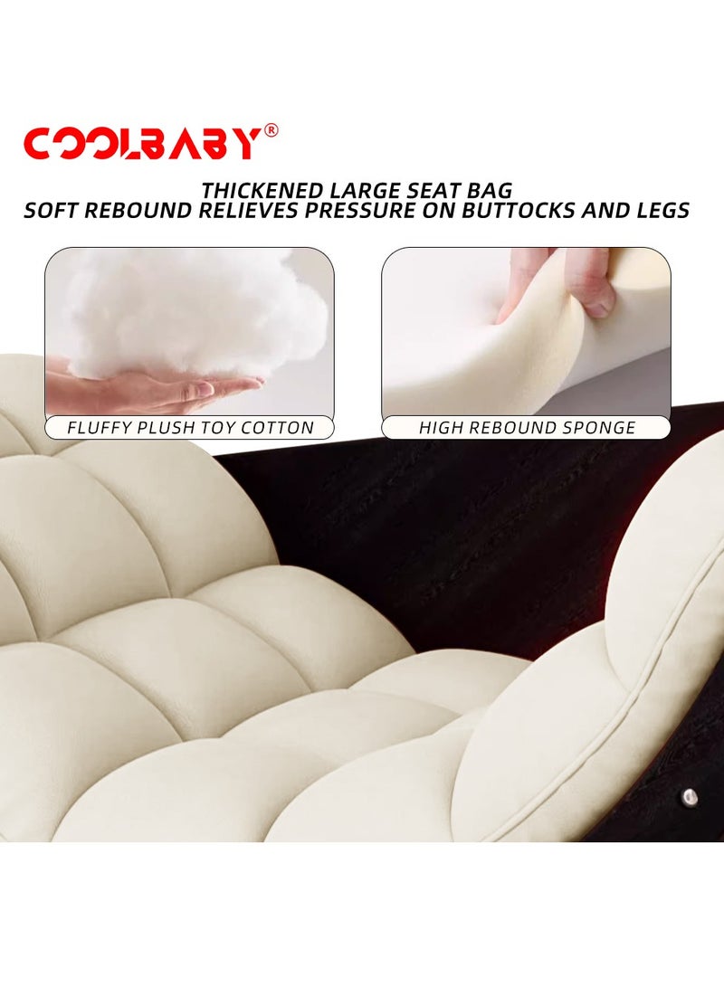 Cool Baby CoolBaby Outdoor Rocking Chair, Moon Shaped Rocking Chair, Indoor Sofa Chair for Bedroom, Living Room, Porch, Garden, Lawn - Beige - Image 5