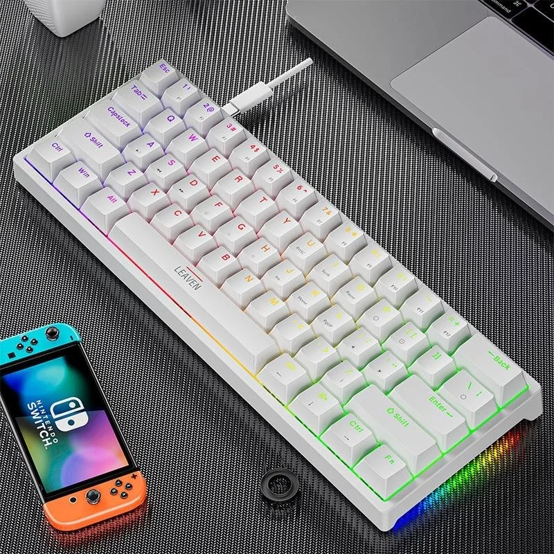 Valkyrie Leaven K620 Blue Switch Mechanical Gaming Gaming Keyboard RGB 61 Key Blue Key Type-C Keyboard White