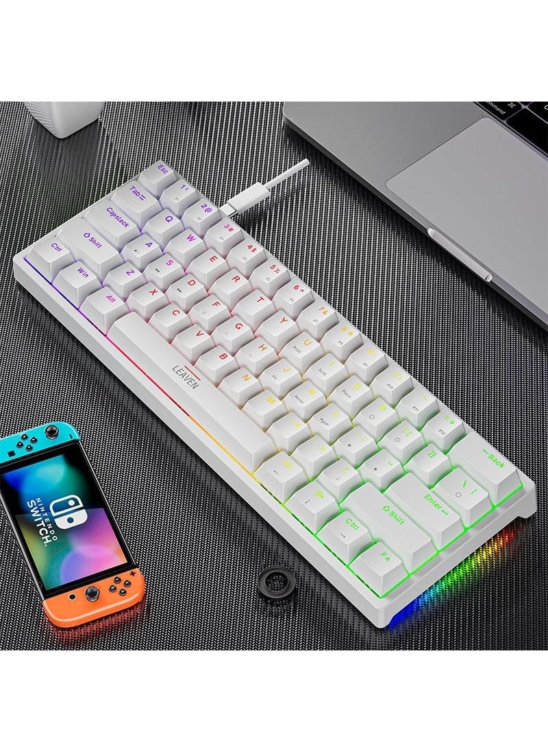 Valkyrie - Leaven K620 Blue Switch Mechanical Gaming Gaming Keyboard RGB 61 Key Blue Key Type-C Keyboard White - Image 1