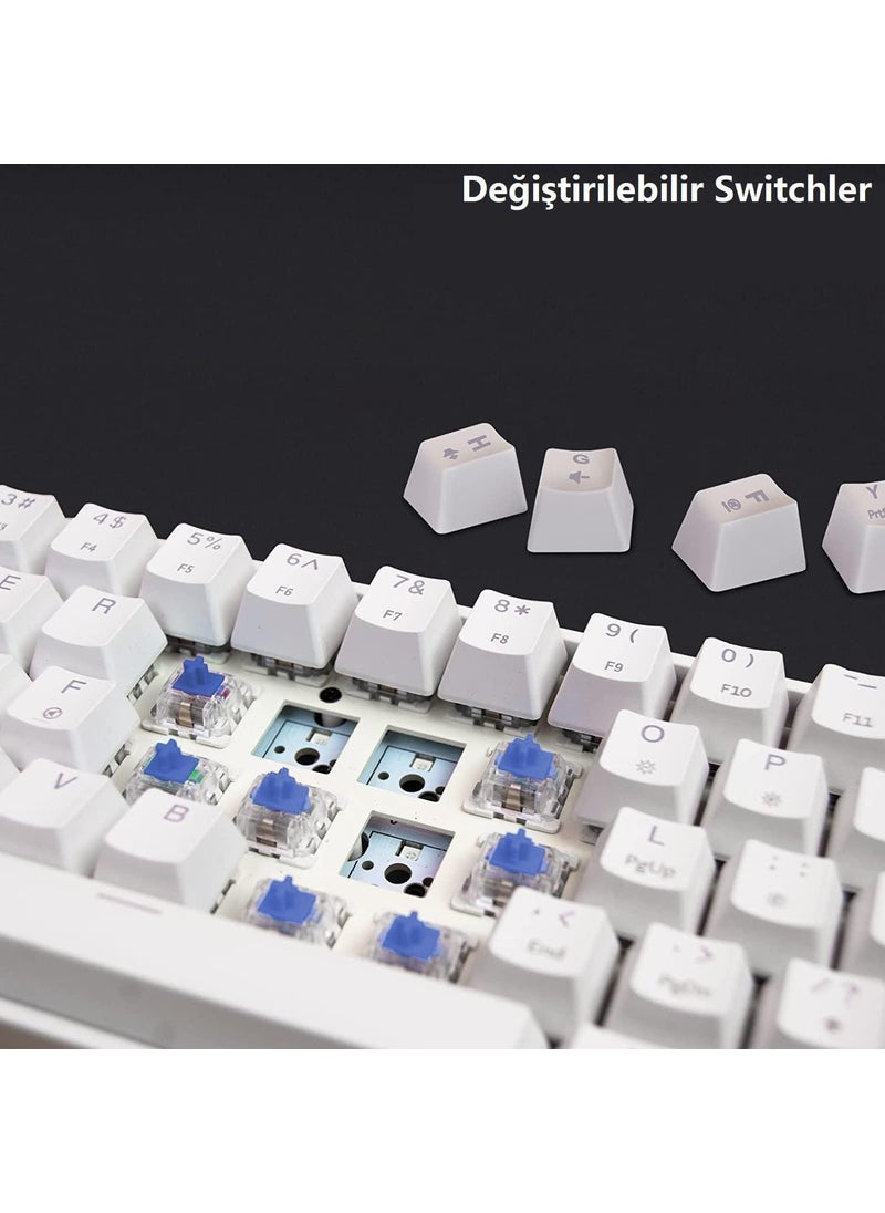 Valkyrie - Leaven K620 Blue Switch Mechanical Gaming Gaming Keyboard RGB 61 Key Blue Key Type-C Keyboard White - Image 1