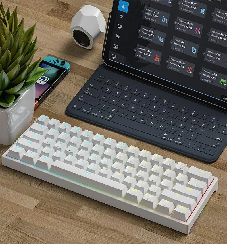 Valkyrie Leaven K620 Blue Switch Mechanical Gaming Gaming Keyboard RGB 61 Key Blue Key Type-C Keyboard White