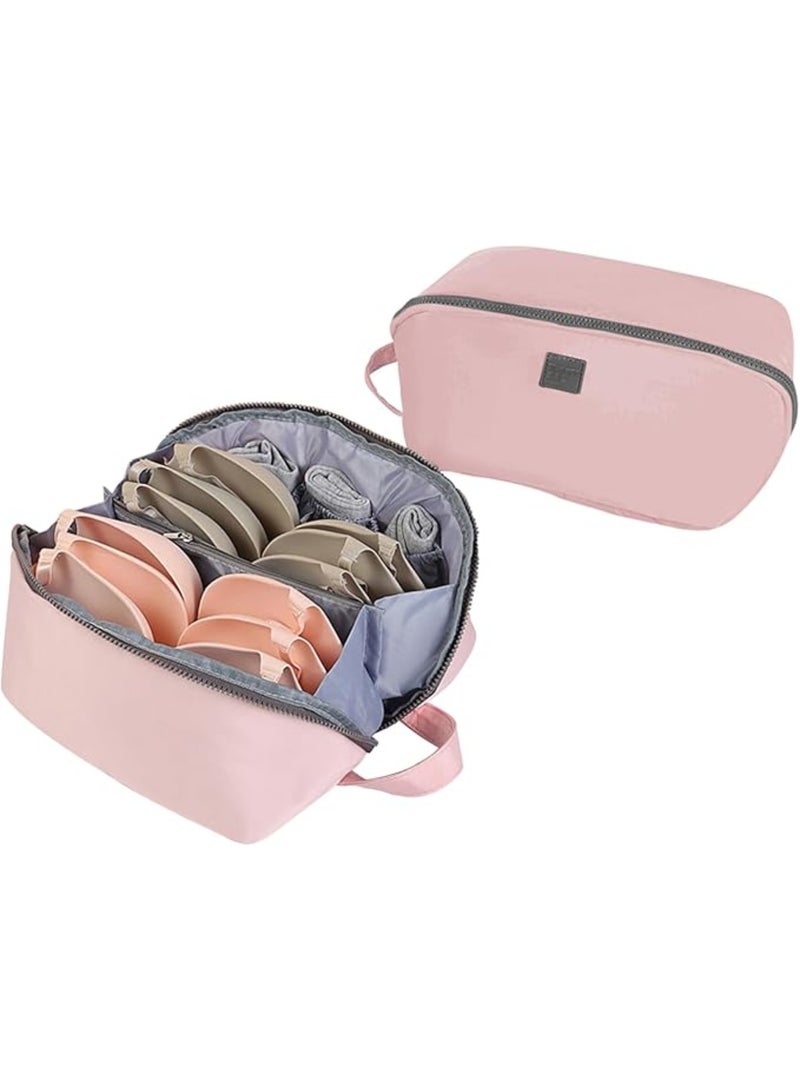 YelaJoy Travel Underwear Organizer Bag Multifunctional Travel Bra Underwear Storage Bag Portable Socks Lingerie Pouch,Pink - Image 1