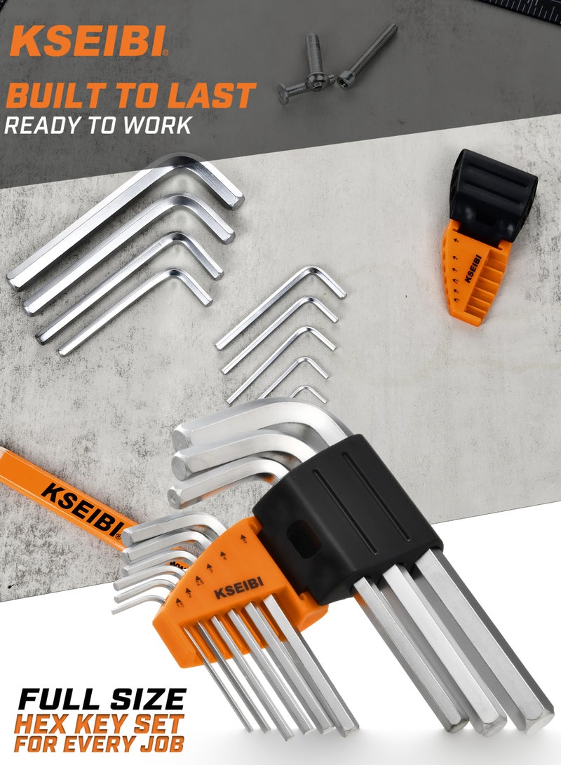 KSEIBI Hex Allen Key Wrench Set Short 9-Pc. Metric, - 10mm -1.5mm-  Optimum Strength Steel - for tightening or loosening fasteners with hexagonal sockets.Organizer Tool Clip, Bicycle Repair, Plumbing Repair. - Image 4