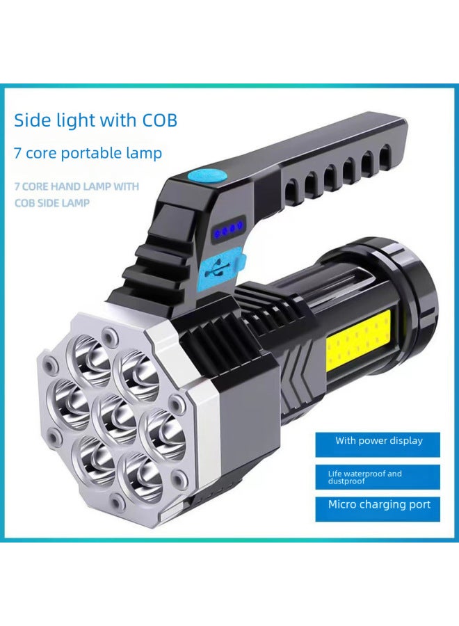 Flashlight Strong Light Rechargeable Household Durable Super Bright Outdoor Long-range High-power Special Forces Portable Searchlight-Color:X09-04 Portable Lamp (blue Switch) - Image 2