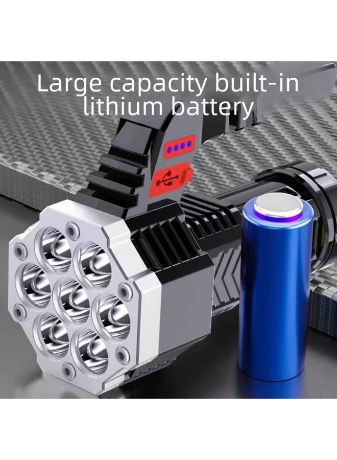 Flashlight Strong Light Rechargeable Household Durable Super Bright Outdoor Long-range High-power Special Forces Portable Searchlight-Color:X09-04 Portable Lamp (blue Switch) - Image 3