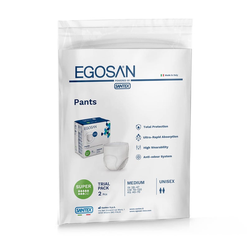 Egosan Super Incontinence Adult Pull Up Underwear with New Stretchable Waistband Maximum Absorbency for Active Men and Women Medium 2 Count