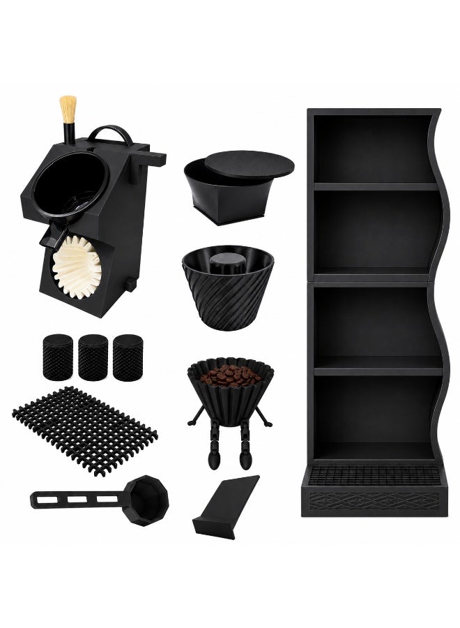 Coffee Accessories Bundle Compatible with xBloom Studio, 9-Piece Coffee Station Organizer Set with Wave Tower, Hopper, Caddy, Negotiator, Mr Filter, Knobs, Drip Tray & Coffee Spoon - Image 1