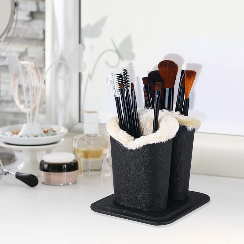 Siveit Eyeglass Holders, PU Leather Eyeglass Holder Stands with Soft Plush Lining - 2 Packs (Black, 1 Pack, 2 Slots) - Image 4