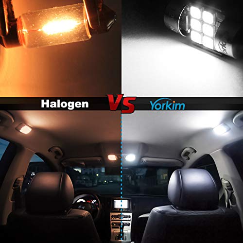 Yorkim 28mm De3175 LED Bulb White Super Bright Festoon 28mm 29mm bulb Error Free CANBUS 6-SMD 2835 Chipsets For Interior Lights, DE3022 3175 3022 LED Bulb - Pack of 2 - Image 2