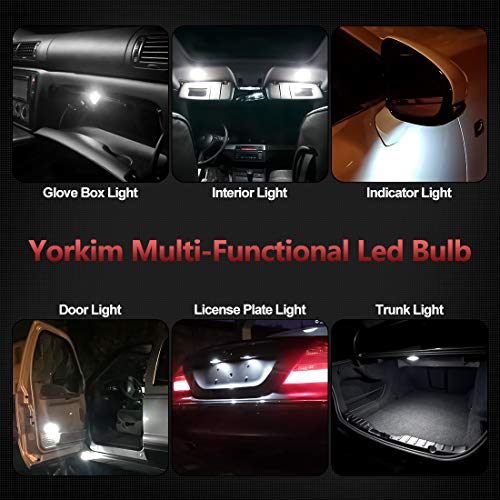 Yorkim 28mm De3175 LED Bulb White Super Bright Festoon 28mm 29mm bulb Error Free CANBUS 6-SMD 2835 Chipsets For Interior Lights, DE3022 3175 3022 LED Bulb - Pack of 2 - Image 5