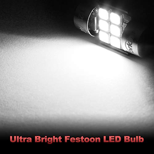 Yorkim 28mm De3175 LED Bulb White Super Bright Festoon 28mm 29mm bulb Error Free CANBUS 6-SMD 2835 Chipsets For Interior Lights, DE3022 3175 3022 LED Bulb - Pack of 2 - Image 3
