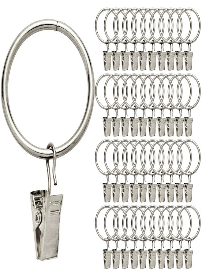 Fivebop 40 Pack Rings Curtain Clips Rustproof Metal Window Drapery Decorative Clips Vintage Heavy Duty Eyelet Curtain Rods Hangers Rings with Hooks, 1.25In Inner Diameter (Silver-Non Open) - Image 1