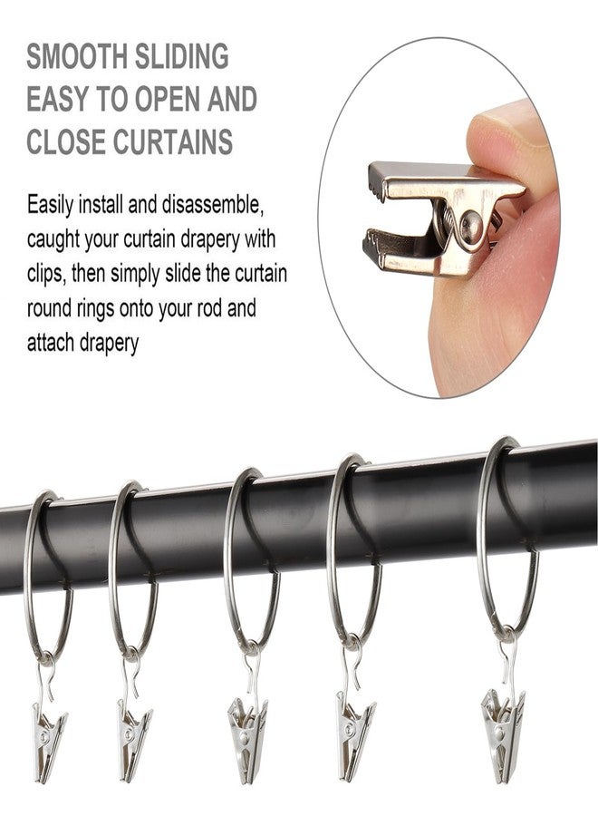 Fivebop 40 Pack Rings Curtain Clips Rustproof Metal Window Drapery Decorative Clips Vintage Heavy Duty Eyelet Curtain Rods Hangers Rings with Hooks, 1.25In Inner Diameter (Silver-Non Open) - Image 4