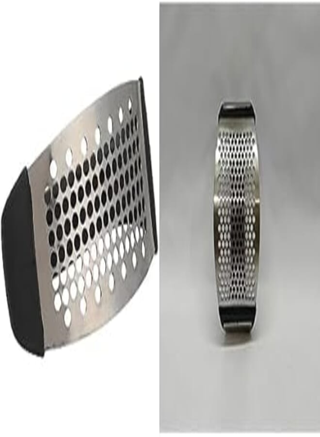 Stainless Steel Garlic Grater with Plastic Handle - Black + Stainless steel garlic press 