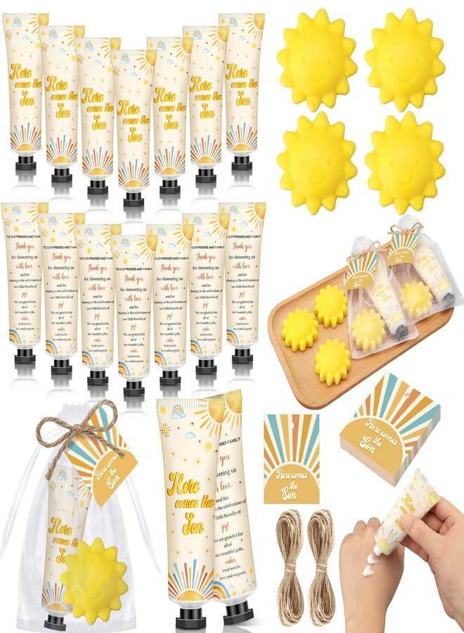 Dimsile 25 Sets Here Comes the Son Baby Shower Favors for Guests Hand Cream Sun Soap Party Favors Sunshine Baby Shower Guests Gifts with Organza Bags and Thanks Tags for Wedding Party - Image 1