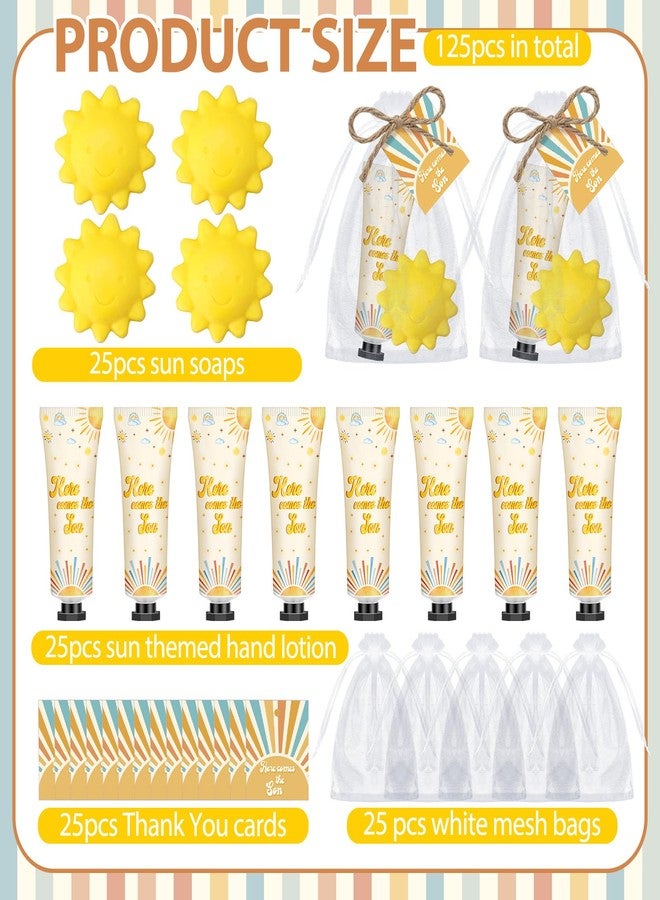 Dimsile 25 Sets Here Comes the Son Baby Shower Favors for Guests Hand Cream Sun Soap Party Favors Sunshine Baby Shower Guests Gifts with Organza Bags and Thanks Tags for Wedding Party - Image 3