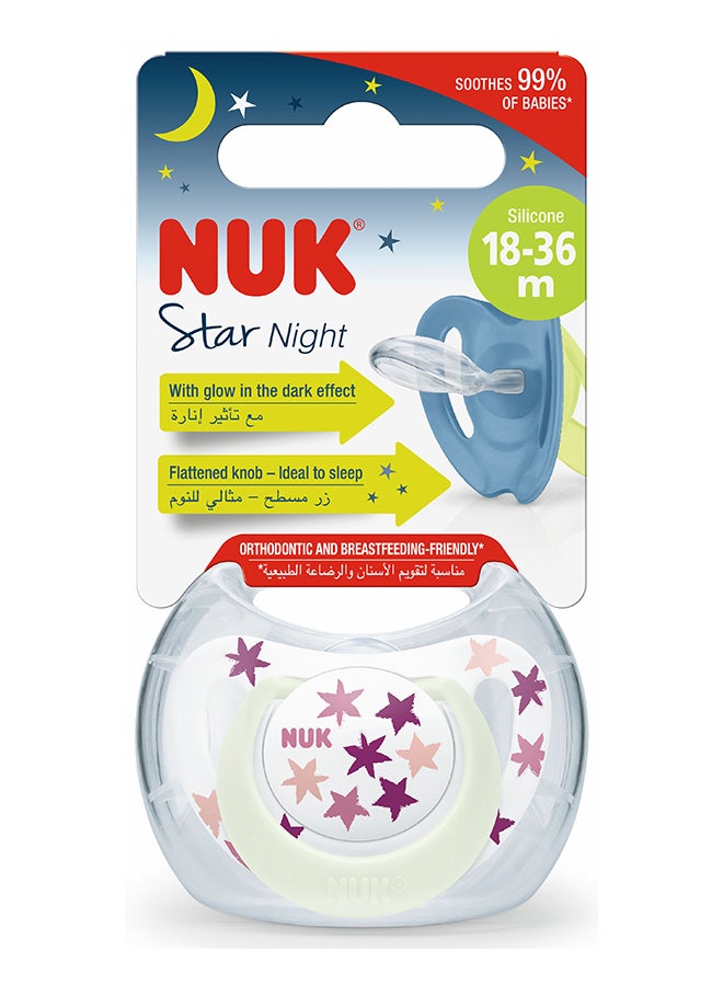 NUK Pacifier Star Night 18 36M 1Pc (Pink)