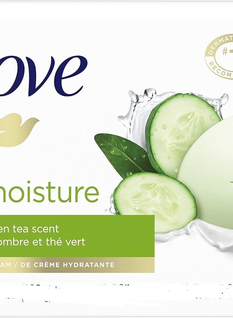 دوف صابون دوف للعناية بالبشرة المنعش، لبشرة أكثر نعومة، بخلاصة الخيار والشاي الأخضر، ترطيب أكثر من الصابون العادي، 4 قطع × 90 غرام - Image 4