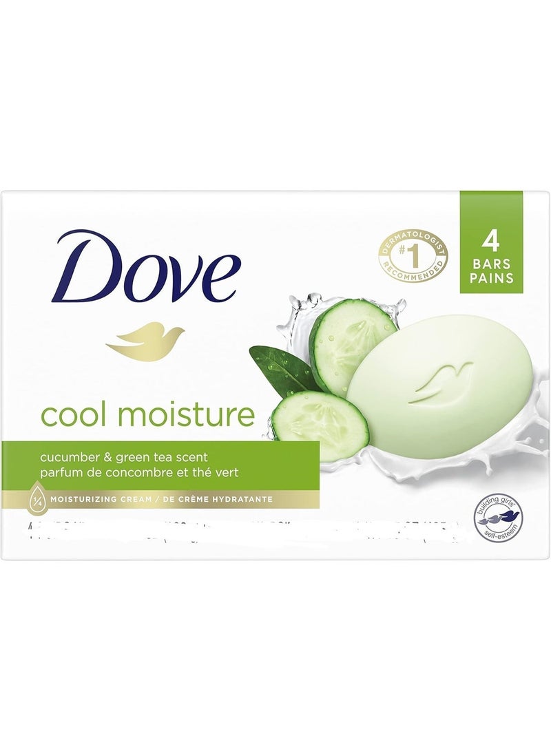 دوف صابون دوف للعناية بالبشرة المنعش، لبشرة أكثر نعومة، بخلاصة الخيار والشاي الأخضر، ترطيب أكثر من الصابون العادي، 4 قطع × 90 غرام - Image 2