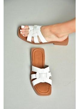Fox Shoes S291045603 White Leather Women's Slippers  - Image 2