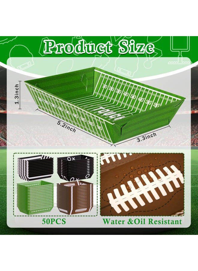 Geefuun 50 Pack Football Party Decorations Paper Food Trays - Movie Night Supplies Snack Stadium Serving Plates for Super Football Bowl Birthday Disposable Decor - Style 3 - Image 3
