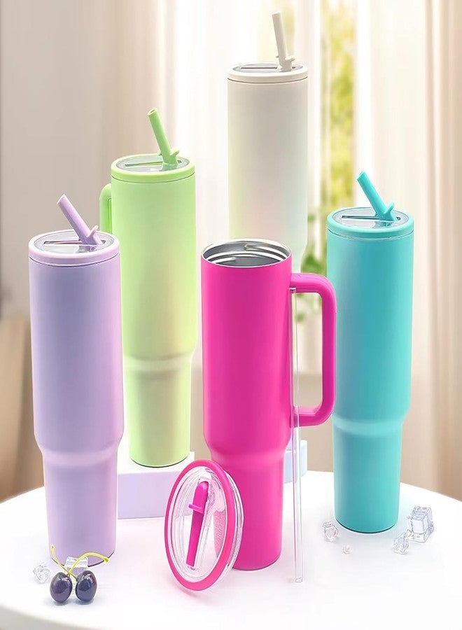 JUGTE كوب JUGTE سعة 1200 مل مصنوع من الفولاذ المقاوم للصدأ، مناسب للمشروبات الساخنة والباردة، مزود بمقبض وغطاء، وقشة واحدة، وكوب معزول مزدوج، مانع للتسرب بنسبة 100%، وحامل أكواب، مثالي للنادي الرياضي والسفر (4Gen أخضر) - Image 1