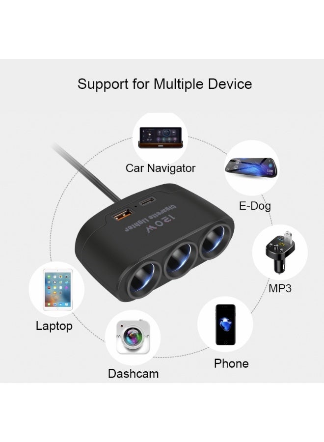The expansion port of the car charger can support three ports. USB+PD super fast charging is suitable for 12-24V vehicles and trucks - Image 5