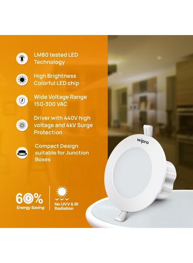 WIPRO وِيبرو ABS جارنيت 3 واط LED ميني داونلايت | تغيير الألوان (أحمر/أزرق/وردي) | تصميم مدمج بزاوية شعاع 120° | ضوء مدمج للسقف المعلق | فتحة - 2.2 بوصة | عبوة من 1 - Image 3