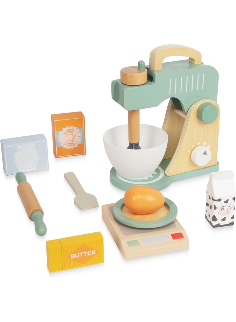 SOLARAE Wooden Toy Mixer Set, Non Toxic Play Kitchen Toys, Play Kitchen Accessories, Pretend Play Food Sets for Boys and Girls, Montessori Learning Toy Gift - Image 1