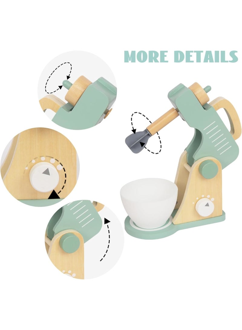 SOLARAE Wooden Toy Mixer Set, Non Toxic Play Kitchen Toys, Play Kitchen Accessories, Pretend Play Food Sets for Boys and Girls, Montessori Learning Toy Gift - Image 3