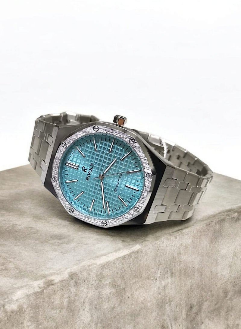 Rivoly Men's Stainless Steel Analog Quartz Watch, Easy to Read Fashion Design Waterproof Classic Luxury Big Face Wrist Watch - Image 2