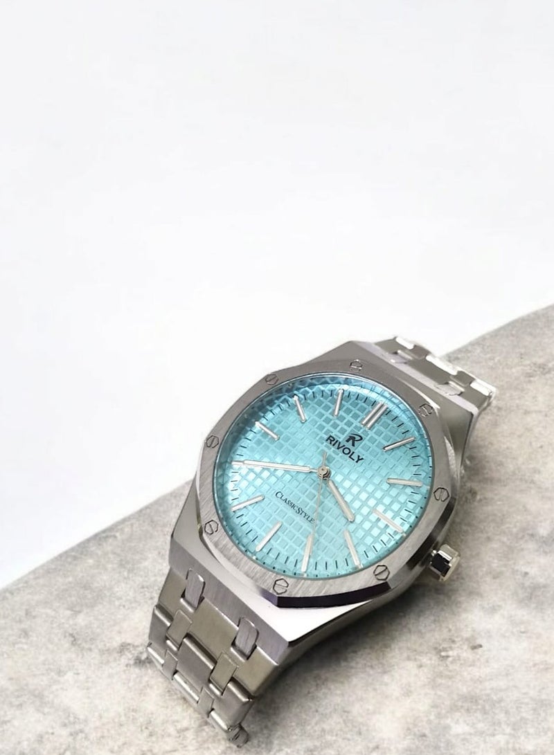 Rivoly Men's Stainless Steel Analog Quartz Watch, Easy to Read Fashion Design Waterproof Classic Luxury Big Face Wrist Watch - Image 3